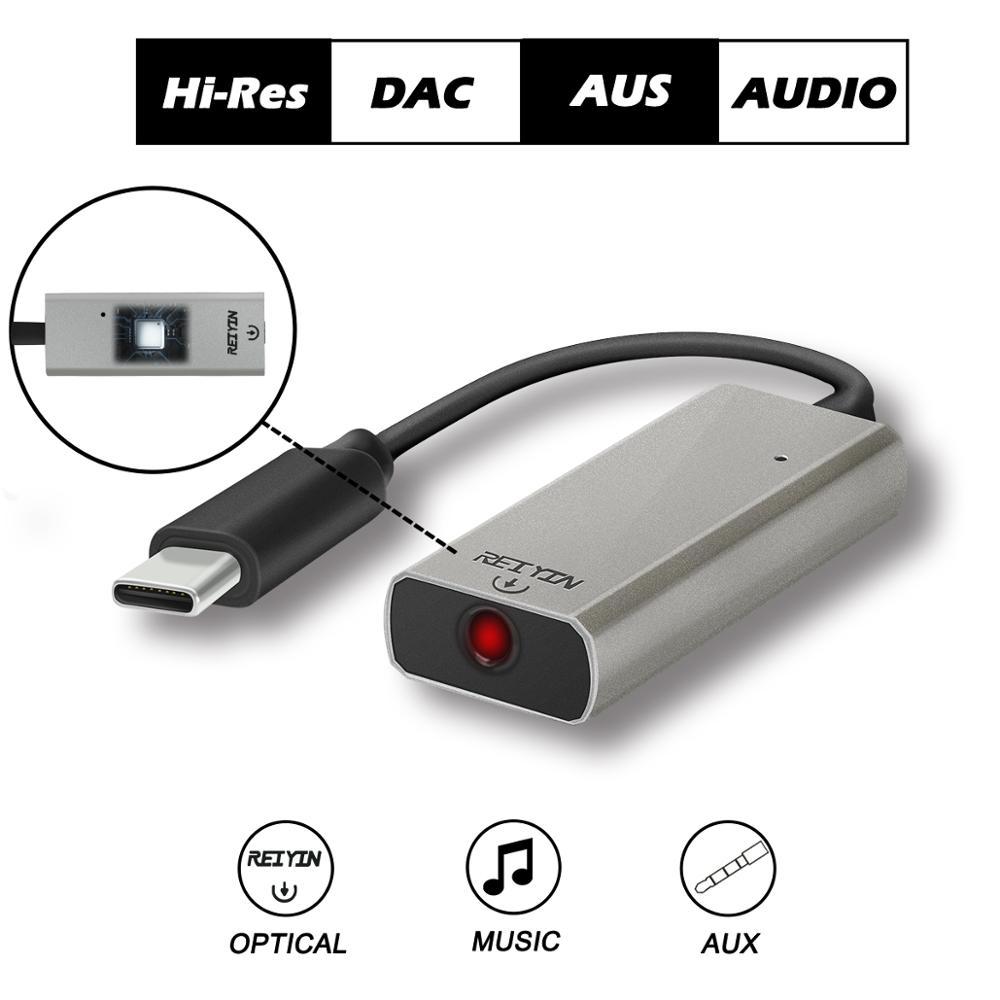 Reiyin DAC USBC to Toslink Optical 3.5mm Headset 192kHz 24bit Audio