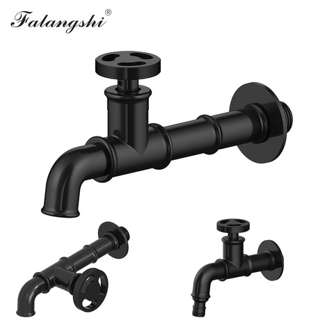 Bathroom Bibcock Faucet Brass Matte Black Decorative Outdoor Garden Taps for Washing Machine Toilet Mop Faucet Wall Mount WB8509 ► Photo 1/6