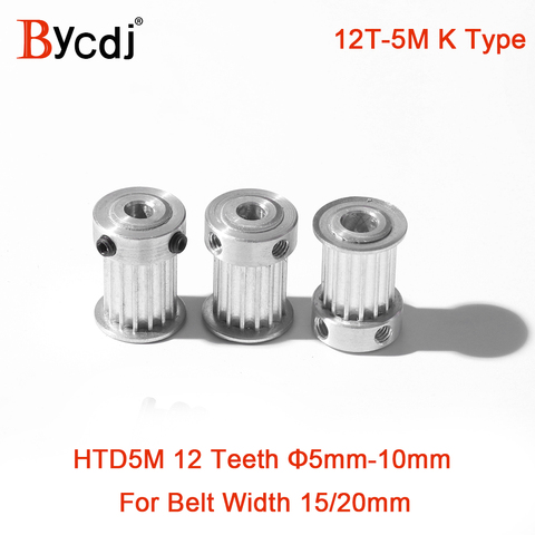 12 Teeth HTD 5M Synchronous Pulley Bore 5/6/6.35/7/8/10mm for Width 15/20mm HTD5M Timing Belts Gear wheel pulley 12Teeth K Type ► Photo 1/4