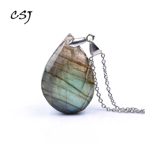 CSJ Natural irregular crystal Labradorite Pendants Moonstone Sunstone Necklace Divination spiritual meditation Fine Jewelry ► Photo 1/6