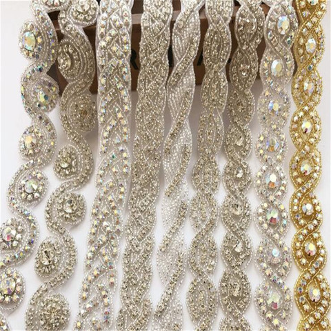 Wedding dress decoration ab rhinestone strip accessories bridal belt girdle lace trim hotfix chain ► Photo 1/5