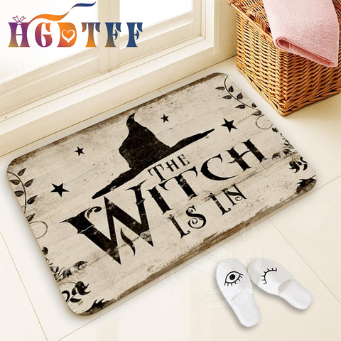 Halloween Decoration for Home Bathroom Mat The Witch Is In Pattern Mat Halloween Carpet for Bedroom Kitchen Party Decoration ► Photo 1/5
