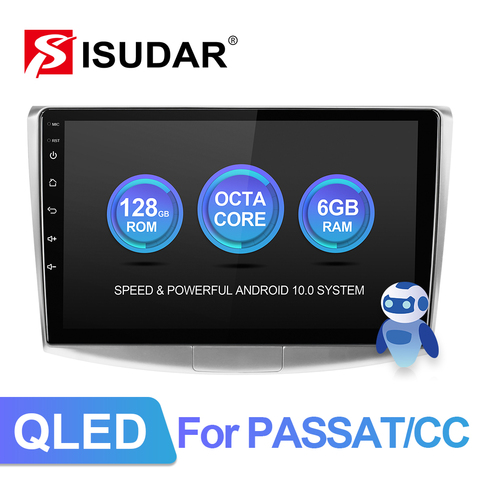 ISUDAR V72 QLED Android 10 Car Radio For VW/Volkswagen/Passat B6 B7 Car Multimedia RAM 6GB CANBUS 4G Camera DSP GPS DVR no 2din ► Photo 1/6