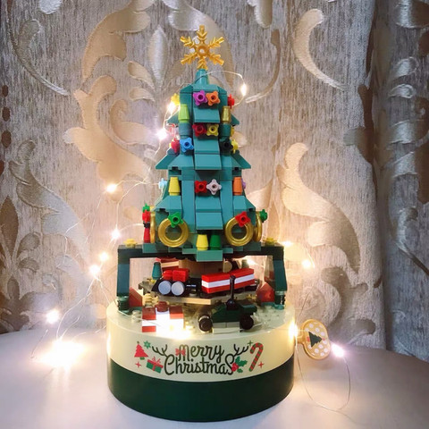 Christmas Tree Music Box DIY Building Blocks Rotating Train Santa Claus New Year Birthday Xmas Gift Festive Home Decoration ► Photo 1/6