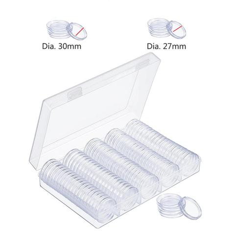 100Pcs 27mm 30mm Coin Capsule Protection Case with Storage Box for Medal Commemorative Collection Coin Holder Protection ► Photo 1/1