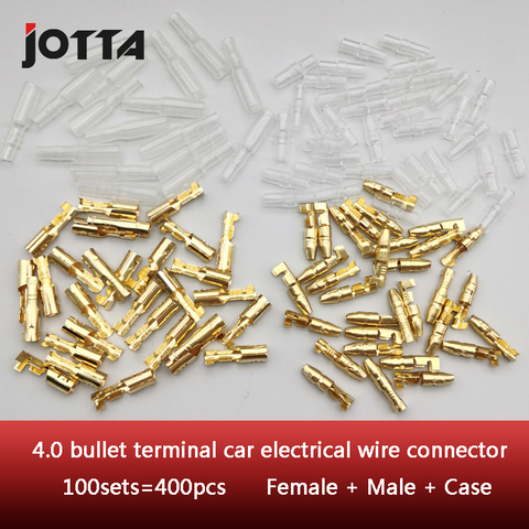 4.0 bullet terminal car electrical wire connector diameter 4mm pin set 100sets=400pcs Female + Male + Case Cold press terminal ► Photo 1/4