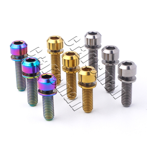 6Pcs Ti M5 x 16 18 20mm Titanium Screws Bolts Bicycle Stem Bolt with Washer Gasket M5x16 M5x18 M5x20 for MTB / Road Bicycle Stem ► Photo 1/6