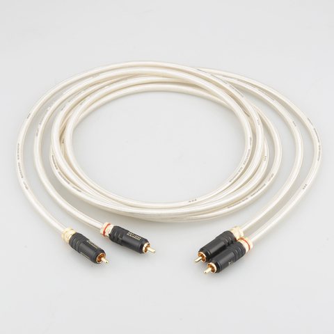 Free shipping Hifi Signature OFC Silver Platedr Interconnect Cable With 0144 Gold Plated RCA plugs ► Photo 1/6
