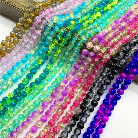 4/6/8/10mm Double Crackle Colors Glass Beads Round Loose Spaced Beads For Jewelry Making DIY Charms Jewelry Beads ► Photo 1/6