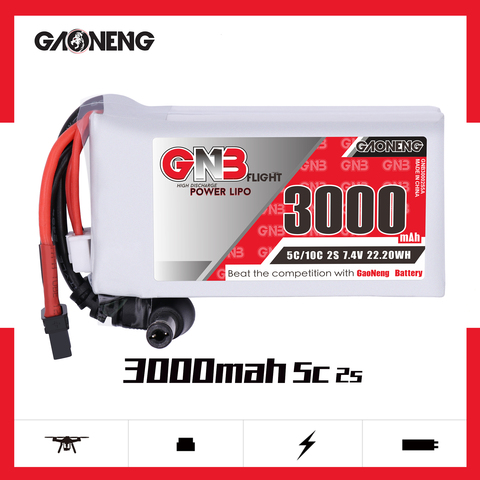 GAONENG GNB 3000mAh 2S1P 7.4V 5C/10C Lipo Battery Power Indicator for Fatshark Dominator Skyzone Aomway FPV Goggles RC Drone ► Photo 1/6