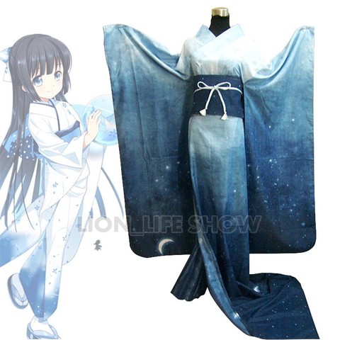 Women Japanese Traditional Blue Furisode Long Kimono Dress Cosplay Costume outfit ► Photo 1/3