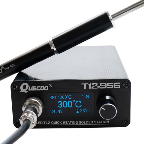 T12-956 Soldering Digital Station Electronic Soldering iron OLED 1.3inch with Black M8 Metal handle and T12 soldering iron tips ► Photo 1/6