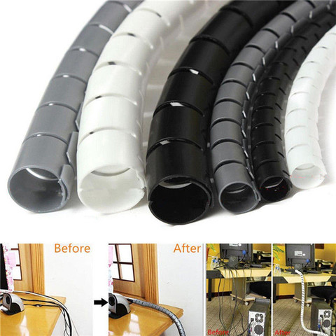 for PC TV 1m 8/10/25mm Cable Banding Loom Storage Organizer Spiral Wrap Tidy Cord Wire ► Photo 1/6
