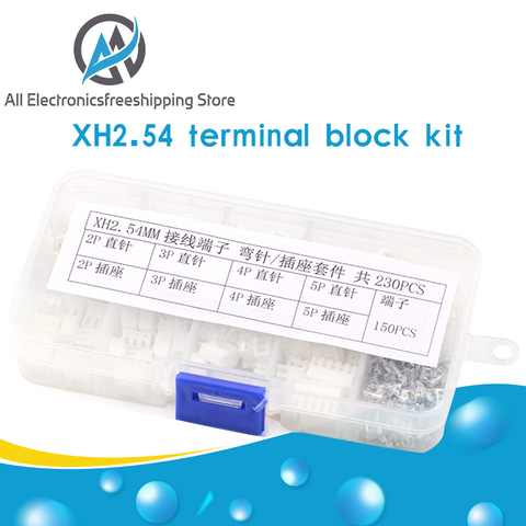 230pcs XH2.54 2p 3p 4p 5 pin 2.54mm Pitch Terminal Kit / Housing / Pin Header JST Connector Wire Connectors Adaptor XH Kit ► Photo 1/6