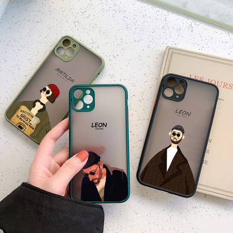 Cartoon Killer Leon Uncle Girl Phone Case For iPhone 11 Pro X XR XS Max 6s 7 8 Plus SE 2022 Cute Hard Transparent Cover Couple ► Photo 1/6