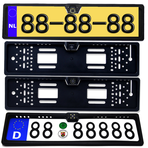 Car Rear View Camera EU European License Plate Frame Waterproof Night Vision Reverse Backup with 4 Or 8 12 LED Light ► Photo 1/6