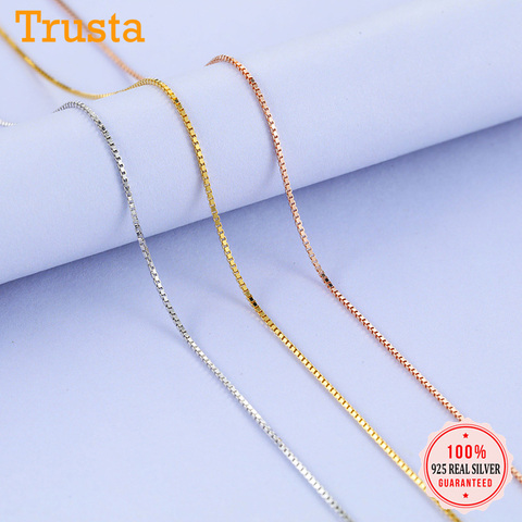 Trustdavis 100% 925 Sterling Silver Jewelry Box Chain Collarbone Chain Short Necklace For Women Silver 925 Jewelry DC07 ► Photo 1/6