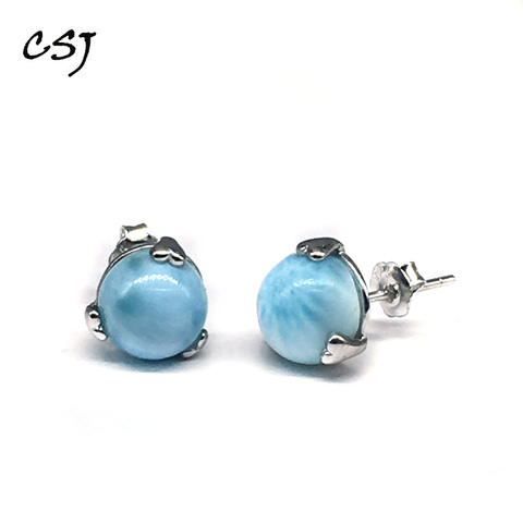 CSJ Cute Natural Blue Larimar Earring Sterling 925 Silver High Quality Larimar Fine Jewelry Women Femme Wedding Party Gift ► Photo 1/6