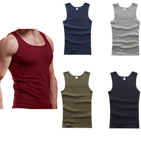 Men's Gyms Casual Tank Tops Bodybuilding Fitness Muscle Sleeveless Singlet Top Vest Tank man's clothes ► Photo 1/6