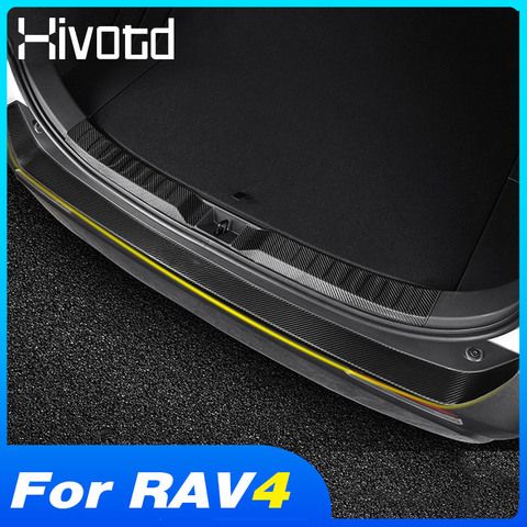 For Toyota Rav4 2022 Accessories Car Trunk Door Sill Scuff Plates Cover Carbon Fibe Leather Interior Decoration Stickers ► Photo 1/6