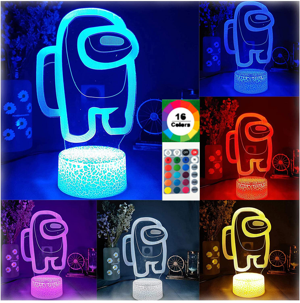 Among Us 3D Visual Night Light 7 Color LED Touch USB Desk Table Lamp Xmas Gift