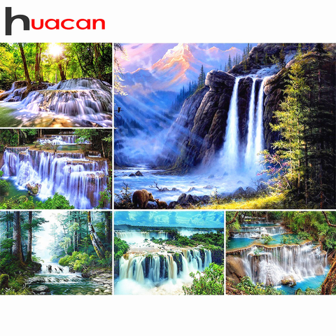 Huacan Diamond Painting Landscape Diamond Embroidery Waterfall Pictures Of Rhinestones Mosaic Cross Stitch 5D DIY Home Decor ► Photo 1/6