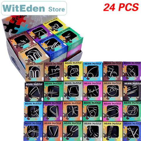 3D Metal Wire Puzzles 24PCS/Sets IQ Brain Teasers Test Casse-Tete Perplexing ZHL Classic Knot Intelligence Buckle Interlock Toys ► Photo 1/6
