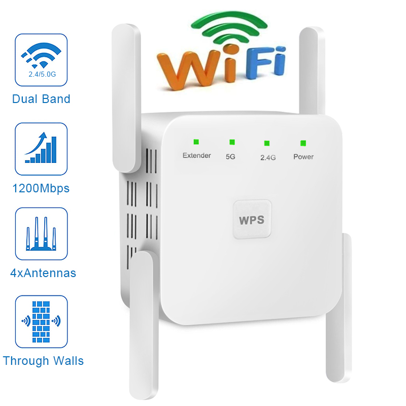 Oceanië cafetaria Paragraaf WiFi Repeater Wireless Wifi Extender 2.4G 5G Wireless WiFi Booster 300Mbps  1200Mpbs 5ghz WiFi Signal Long Range Wi-Fi Amplifier - Price history &  Review | AliExpress Seller - Zyker Store | Alitools.io