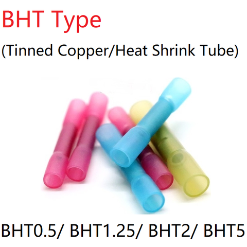 5pc BHT0.5 BHT1.25 BHT2 BHT5 Heat Shrink Butt Connectors Solder Seal Wire Connectors Terminals Automotive Insulated Waterproof ► Photo 1/2