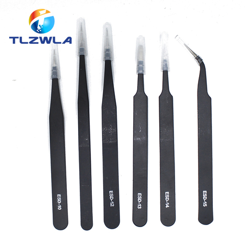 1pcs Anti-static ESD Stainless Steel Tweezers Maintenance Tools Industrial Precision Curved Straight Tweezers Repair Tools ► Photo 1/6