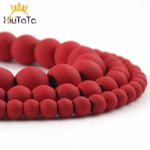 Natural Matte Stone Beads Red Rubber Hematite Round Loose Spacer Beads For Jewelry Making DIY Bracelet Accessories 15'' 4 6 8mm ► Photo 1/6