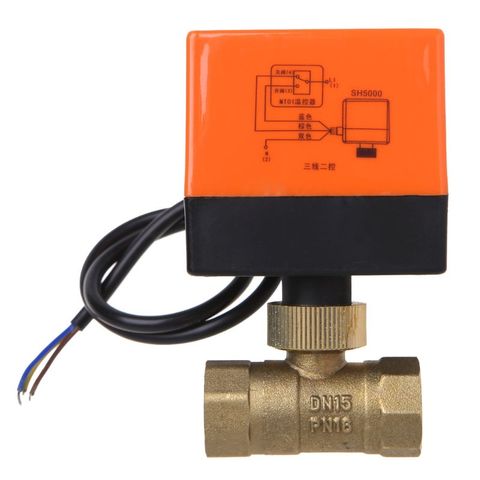 DN15/DN20/DN25 Electric Motorized Brass Ball Valve DN20 AC 220V 2 Way 3-Wire with Actuator ► Photo 1/6