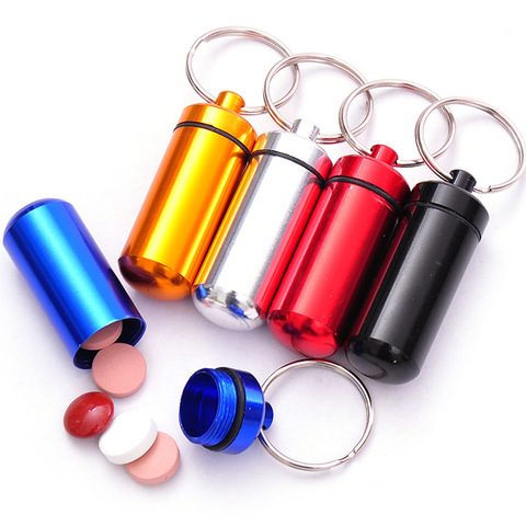 Waterproof Aluminum Pill Box Case Bottle Cache Drug Holder Container Keychain Medicine Box Health Care ► Photo 1/6