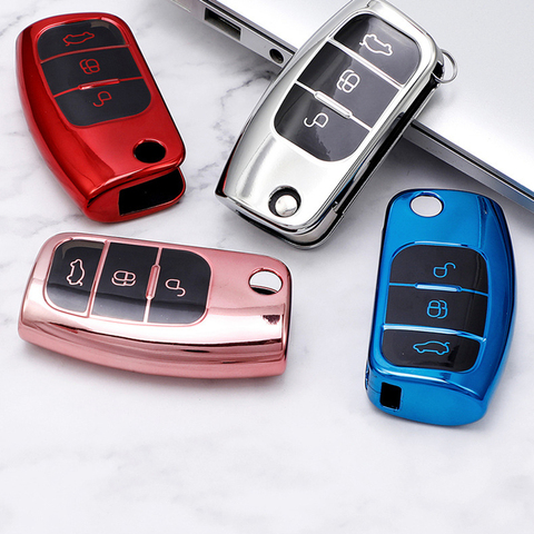 3 Button New Soft TPU Car Remote Key Cover Case For Ford Fiesta Focus 2 Ecosport Kuga Escape Falcon B-Max C-Max Eco Sport Galaxy ► Photo 1/6