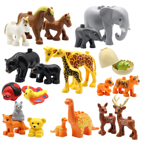 big Building Blocks Animals Assemble Accessories Compatible with Duplos zoo Sets Dinosaur Creativity DIY Toys for children gift ► Photo 1/6