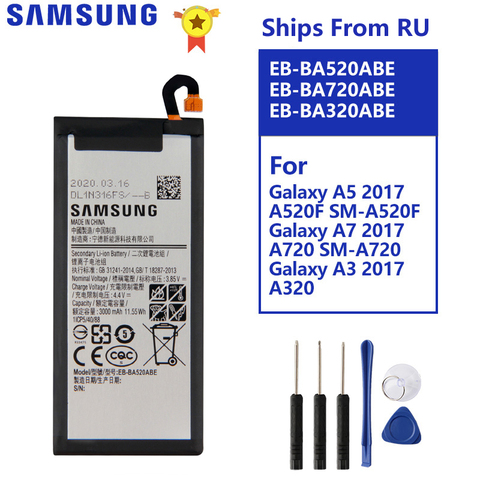 Replacment Battery For Samsung Galaxy 2017 Edition A5 2017 A520F SM-A520F EB-BA520ABE A7 2017 A720 SM-A720 A3 2017 A320 ► Photo 1/6