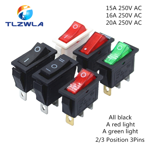 10pcs KCD3 Rocker Switch ON-OFF ON-OFF-ON 2 Position 3Pins Electrical equipment With Light Power Switch 16A 250V / 20A 125V AC ► Photo 1/6