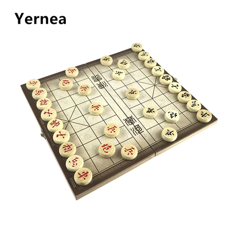 New Wooden Chinese Chess Set Foldable Board Games 29.5*27.5*1.3 CM Chinese Boxed Chess Game Basswood Pieces Gift Yernea ► Photo 1/6