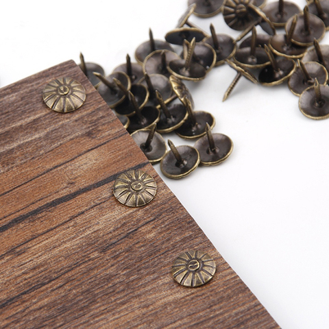 100Pcs Gold Brass Decorative Nails Tacks Applied Jewelry Gift Box Table Pushpins Furniture Hardware Woodwork Tool 11X16Mm ► Photo 1/6