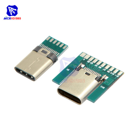 24pin USB 3.1 Type C Male Plug Female Socket Connector Module SMT Type with PC Board ► Photo 1/6