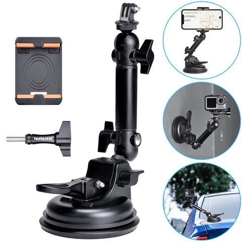 Action Camera Smartphone Suction Cup Race Car Cockpit Mount Motion Vehicle Windshied Hood Rooftop Holder for GoPro Sony Phone ► Photo 1/6