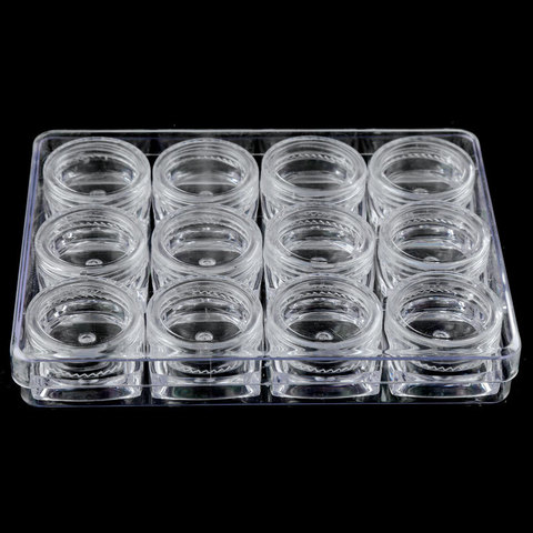 12pcs Portable Plastic Clear Cosmetic Empty Jar Pot Box Nail Art Glitter Bead Storage Container Square Bottle Manicure Nail Tool ► Photo 1/4