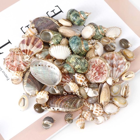 5Pcs/set Natural Seashell Metal Crafts Ornaments For Pendant Shells Necklace Pendant Making Alloy Beads DIY Jewelry Accessory ► Photo 1/6