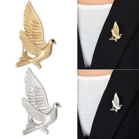 Women Metal Peace Dove Brooches Pins Golden Tone Corsage Christmas Gifts H9 ► Photo 1/6