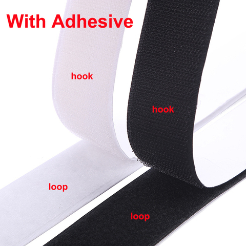 1Meter/pair Self adhesive Hook and Loop Fastener Tape Magic tape Nylon sticker Adhesive Strap Loop Disks black white 16-110mm ► Photo 1/6