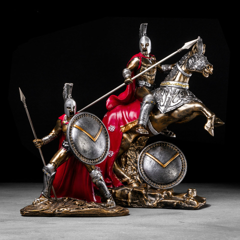 Exquisite Vintage Roman Warriors Crafts Resin Spartan Model Figurine TV Cabinet Living Room Accessories Creativity Home Decor ► Photo 1/6