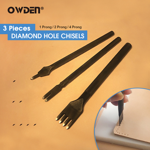 OWDEN Leather Punch Set Diamond Hole Chisel Stitching Tools Black Point DIY Belt Punching Accessories ► Photo 1/5