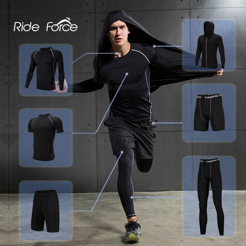 6 Pcs/Set Men's Tracksuit Compression Sports Suit Gym Fitness Clothes Running Jogging Sport Wear Training Workout Tights ► Photo 1/6