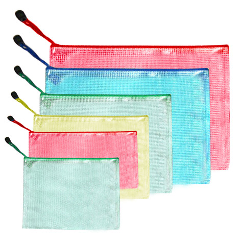 6PCS Zipper File Bag Multi-size Document Paper Folder Bag Mesh Documents Pouch Storage for Office School Teacher Random Color ► Photo 1/1