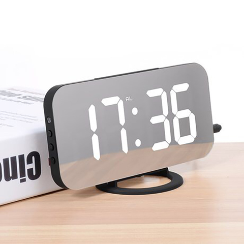 Alarm Clock Digital Electronic Smart Mechanical LED Display Time Table Desk 2 USB Charger Ports For Iphone Android Mirror Snooze ► Photo 1/6